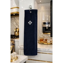 Ege Cotton Luxechef Nakışlı Şef Mutfak Havlusu – %100 Pamuk, Askılı, Profesyonel Kullanım – Lacivert jakarlı Premium Kalite