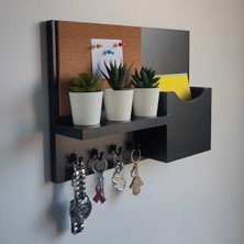 Normadia 40 cm Siyah Mantar Pano, Anahtarlık ve Askılık Seti