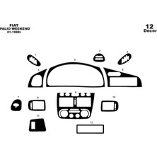 Özgürce Parlak Siyah Fiat Palio Weekend Ön Torpido Kaplama Seti 12 Parça 1998-2002