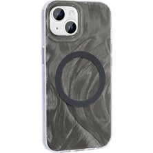 Ceponya iPhone 15 Kılıf Magsafe Şarj Özellikli Fırça Boya Desenli Brush Paint Patterned Kapak