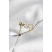 Nuvigo Balık Kuyruğu Model Gold Renk Zirkon Taşlı Kadın Yüzük - TJ-BYK4129