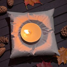 Yastık Görünümlü Minder Mumluk – Kare Dekoratif Taş Tozu Mumluk + Tealight Mum Hediyeli