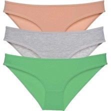 Giyim 3 Adet Eko Set Likralı Kadın Slip Külot Ten Gri Yeşil