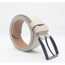 Paşala Leather Hakiki Deri Erkek Spor Kemer Bej 3,5 cm Günlük Kullanıma Uygun Dayanıklı Tokalı Kutulu Teslimat