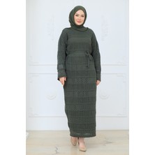 Pamuk Butik Kadın Merserize Içlikli Fileli Ajurlu Triko Elbise -PMK520