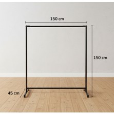 Normadia Şık Metal Konfeksiyon Ayaklı Elbise Askılığı Tekerlekli 150X150X45