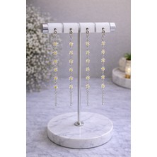 Dasemura Silver Renk Metal Zincirli Sarı-Beyaz Mineli Kır Çiçeği Papatya Detaylı Kadın Bileklik