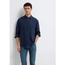 Mavi Keten Karışımlı Lacivert (TENCEL™)  Liyosel Gömlek 0211482-70490