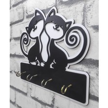 Normadia Sevimli Ahşap Kedi Temalı Anahtarlık Askısı, Şık ve Kullanışlı Tasarım