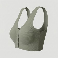 Tobare To Bare Rahat Lazer Kesim Fitilli Crop Kadın Dikişsiz Toparlayıcı Pedli Düğmeli Büstiyer Sütyen