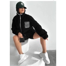 Burlu Oversize Kalıp Pelüş Ceket