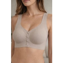 Tobare To Bare Rahat Lazer Kesim Fitilli Crop Kadın Dikişsiz Toparlayıcı Pedli Düğmeli Büstiyer Sütyen