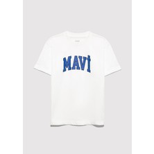 Mavi Mavi Logo Baskılı Ekru Tişört 6610418-70057