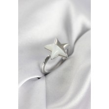 Nuvigo Gümüş Renk Sedefli Yıldız Model Kadın Yüzük - TJ-BYK3939