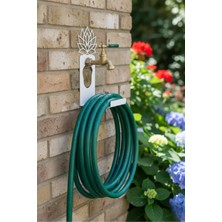 Normadia Lotus Desenli Metal Bahçe Hortum Askılığı ve Düzenleyici, Duvara Monte