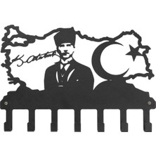 Normadia Modern Tasarımlı, Duvara Monte, Lazer Kesim Atatürk Cumhuriyet Imzası Dekoratif Anahtar Askılığı