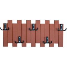 Normadia Kahverengi Ahşap Duvar ve Kapı Askısı, Elbise Askılığı, Çit Model 5li