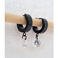 Madamera Çelik Küpe Sallantılı Zirkon Taşlı Çelik Halka Küpe Kadın Küpe MÇKU161