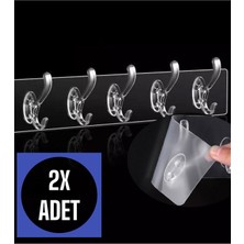 Normadia 2'li Kendinden Yapışkanlı Güçlü Şeffaf Askılık Seti, Kapı ve Duvar Için