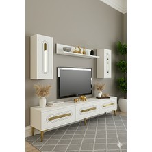 Yumedi Design TVR1804BG - Ethema Tv Ünitesi Takımı 180CM Beyaz-Gold