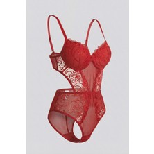 Tobare Dantelli Bodysuit Büstiyer Fantezi Sütyen Iç Çamaşır Takımı Ivory Lace Koleksiyonu