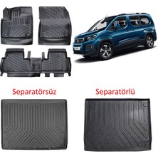 Özgürce 3D Paspas ve Bagaj Havuzu Seti Peugeot Rifter 2019 Sonrası Siyah