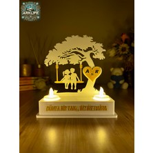 ARKlife 3D Electronic Kişiye Özel Sevgililer Doğum Günü Ev Hediye LED Mumlu Masa Lambası Ağaç Altında Çift Silüet Sevgili