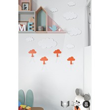 Normadia Turuncu Çocuk Odası Metal Bulut Şeklinde 4 Adet Duvara Monte Askı