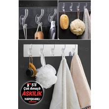 Normadia Pratik Çok Amaçlı Heryerde Yapışkan Askı, 5 Kancalı, Şeffaf ve Monteedilir