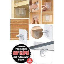 Normadia 8'li Şeffaf Yapışkanlı Raf Destekleri, Güçlü ve Dayanıklı Set