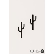 Normadia Siyah Metal Kaktüs Tasarımlı 2'li Duvara Monte Askı 18.5X7CM