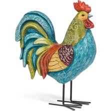 Astera Uzun Renkli Horoz Dekoratif Obje 34*26*11 cm Metal Reçine