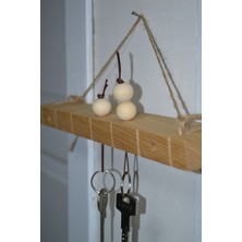 Normadia Şık Ahşap Duvar Anahtarlık ve Antre Rafı Seti, 2 Hediyeli