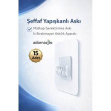 Normadia 15 Adet Şeffaf Yapışkanlı Askı, Duvara Kolay Monte Edilir