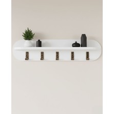 Normadia Şık Oval Askılık, Antre ve Hol Için Duvara Monte 80X20 cm Beyaz
