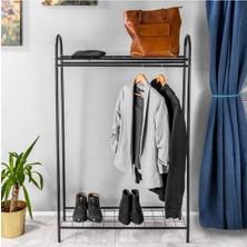 Normadia Şık ve Pratik Ayakkabılıklı Üst Raflı Elbise Askısı, Dekorasyona Uyum Sağlar