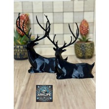 ARKlife 3D Electronic 2'li Geometrik Geyik Ev & Ofis Şık Dekoratif Raf Süs ve Hediyelik Biblo Seti Çift Figürü