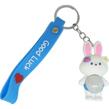 Aksiyon Global Figürlü ve Işıklı Silikon Anahtarlık -  Tavşan - Mavi (Lisinya)