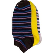 Giyim Srfn Kadın Patik Çorap 3 Lü  Çizgili  Desen