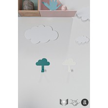 Normadia Yeşil Çocuk Odası Metal Bulut Askı 2'li, Dayanıklı Duvara Monte Dekorasyon