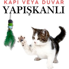 Majoris Elastik Yapışkanlı Renkli ve Tüylü Kedi Oyun Oltası
