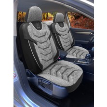 Özgürce Galaxy Seri Keten Oto Koltuk Kılıfı Set, Ön ve Arka, Gri ve Siyah Renk