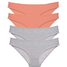 Giyim 4 Adet Süper Eko Set Likralı Kadın Slip Külot Pudra Gri