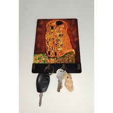 Normadia Ahşap Anahtar Askısı, Anahtarlık, Key Holder, Gustav Klimt The Kiss Tasarımı