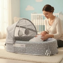 Aksiyon Global Taşınabilir Portatif Bebek Yatağı,sırt Çantasına Dönüşebilen Portatif Bebek Beşiği (Gri) ( Lisinya )
