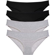 Giyim 4 Adet Süper Eko Set Likralı Kadın Slip Külot Siyah Gri