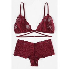 Giyim Kadın Bordo Özel Şık Sütyen Külot Takımı