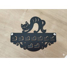 Normadia Kedi Figürlü Lazer Kesim Metal Askılık, Güçlendirilmiş 1.5mm Metal Tasarım