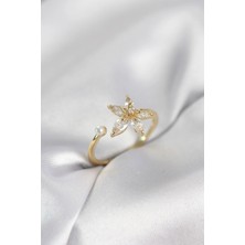 Erbilden Erb Lotus Model Zirkon Taşlı Gold Renk Kadın Yüzük