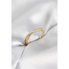 Erbilden Erb Incili ve Zirkon Taşlı Gold Renk Kadın Yüzük